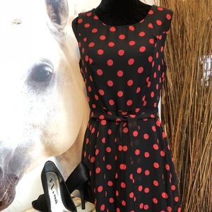 NWOT Mad Men Black Red Polka Dot Small Dress